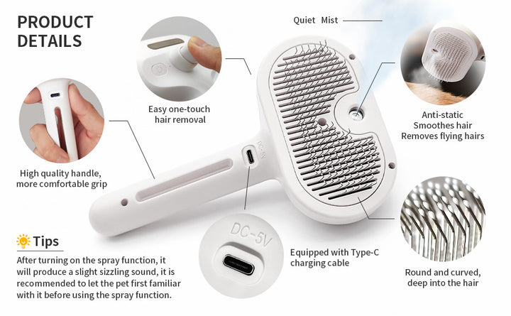Steam Grooming Brush for Cats